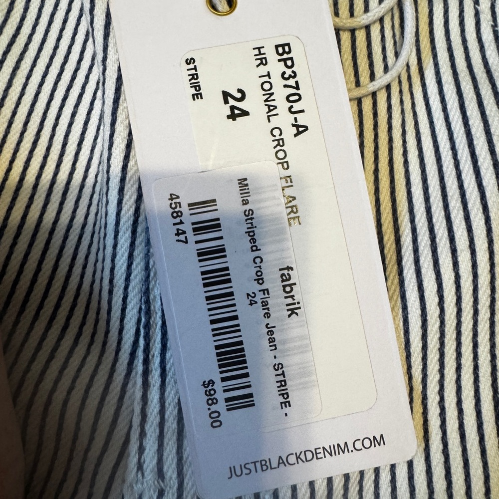 NWT Just black denim striped cropped jean - Picture 6 of 9